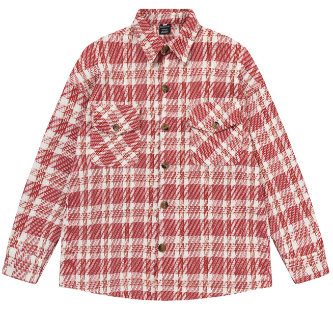 Red and white plaid shirt on a white background