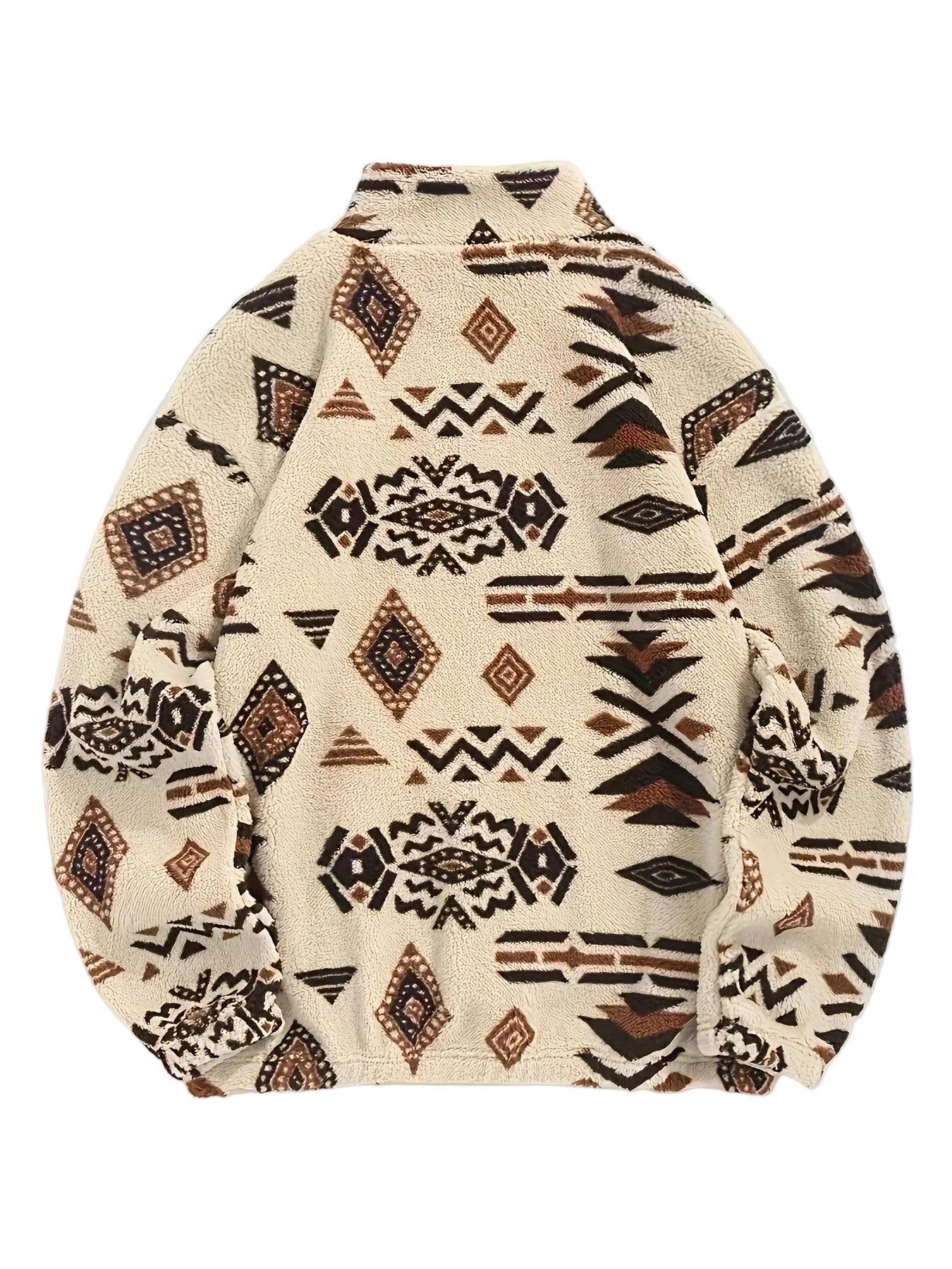 "Jersey de borreguillo con estampado étnico/geométrico de estilo vintage o boho