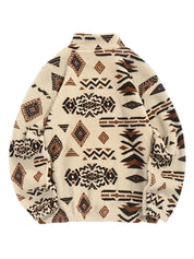 "Jersey de borreguillo con estampado étnico/geométrico de estilo vintage o boho