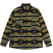 Patterned shirt with a geometric design on a white background