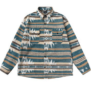 Flannel shirt with tribal pattern on a white background